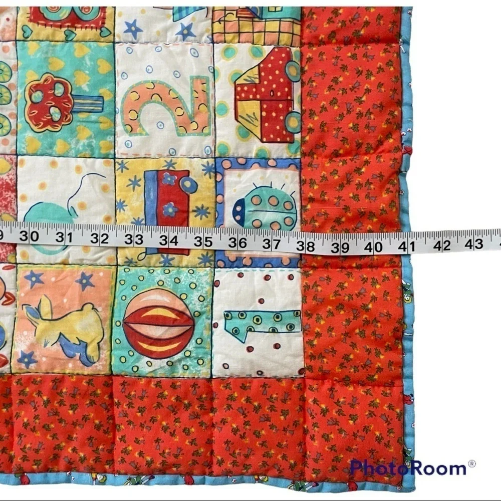 VTG handmade ABC 123 block baby quilt